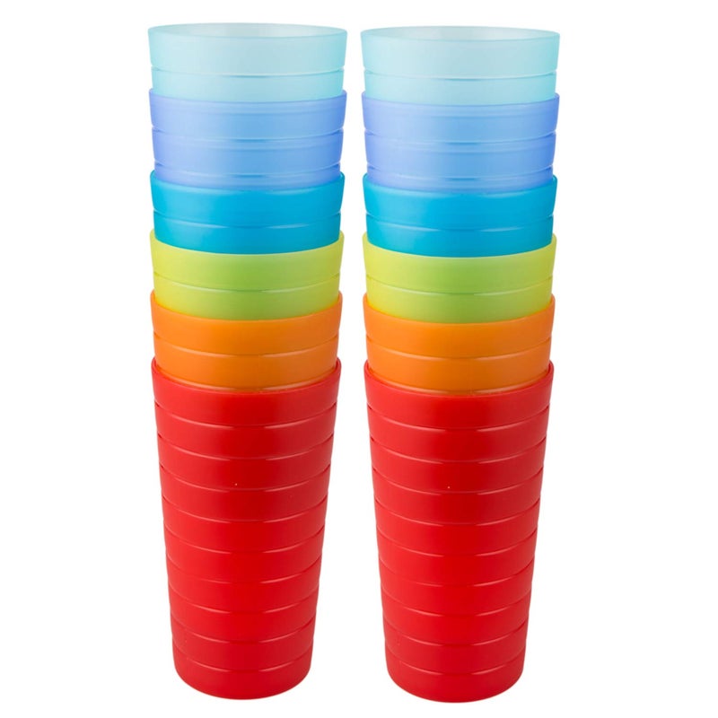 AOYITE Reusable Plastic Cups 22 oz - Unbreakable Hard Kids Cups - BPA Free Dishwasher Safe Drinking Cup set of 12 - Stackable Water Tumblers for Kitchen Camping Party Outdoor - Image 1